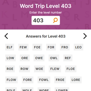 Word Trip answers example